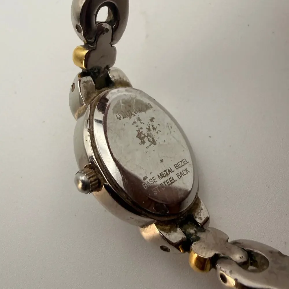 Elegant Caravelle by Bulova Two-Tone Diamond Watch Working New Battery